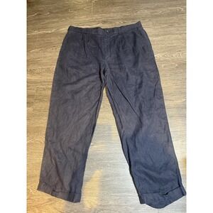 Brooks Brothers 100% Linen Dress Pants Mens 42x32 Navy Blue 346 Straight Leg $90